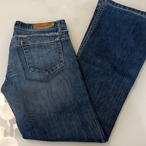 Allen B Rhinestone Flair Leg Low Rise Jeans Size 28